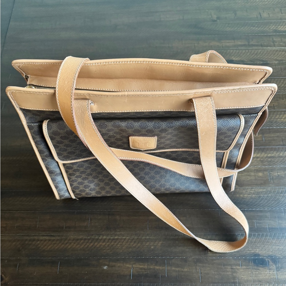 Vintage Celine Brown and Tan Monogram handbag